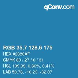 カラーコード: RGB 35.7 128.6 175 | qconv.com