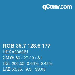 カラーコード: RGB 35.7 128.6 177 | qconv.com