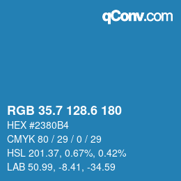 カラーコード: RGB 35.7 128.6 180 | qconv.com