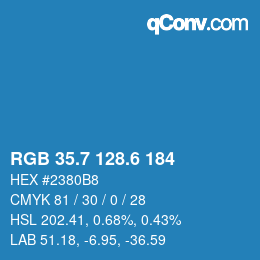 カラーコード: RGB 35.7 128.6 184 | qconv.com