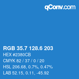 カラーコード: RGB 35.7 128.6 203 | qconv.com