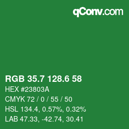カラーコード: RGB 35.7 128.6 58 | qconv.com