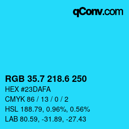 カラーコード: RGB 35.7 218.6 250 | qconv.com