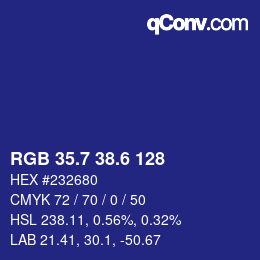 カラーコード: RGB 35.7 38.6 128 | qconv.com