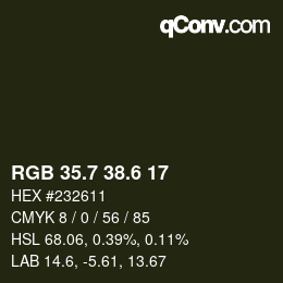 カラーコード: RGB 35.7 38.6 17 | qconv.com