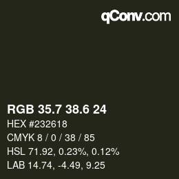 カラーコード: RGB 35.7 38.6 24 | qconv.com