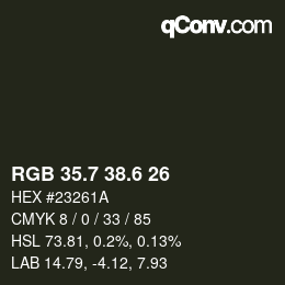 カラーコード: RGB 35.7 38.6 26 | qconv.com