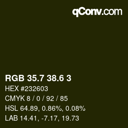 カラーコード: RGB 35.7 38.6 3 | qconv.com