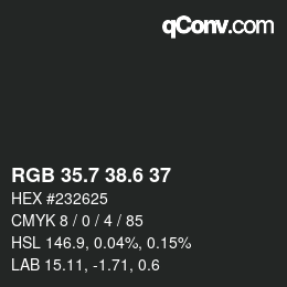 カラーコード: RGB 35.7 38.6 37 | qconv.com