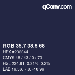 カラーコード: RGB 35.7 38.6 68 | qconv.com