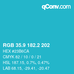 カラーコード: RGB 35.9 182.2 202 | qconv.com