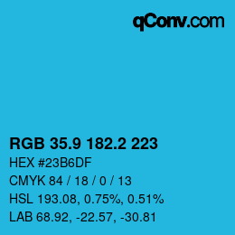 Color code: RGB 35.9 182.2 223 | qconv.com