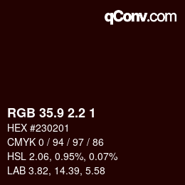 Color code: RGB 35.9 2.2 1 | qconv.com