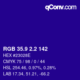 カラーコード: RGB 35.9 2.2 142 | qconv.com