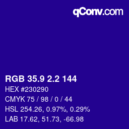 カラーコード: RGB 35.9 2.2 144 | qconv.com