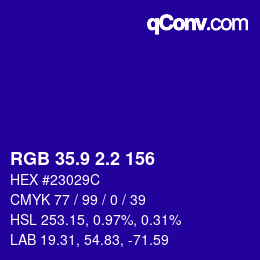 カラーコード: RGB 35.9 2.2 156 | qconv.com