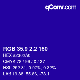 カラーコード: RGB 35.9 2.2 160 | qconv.com