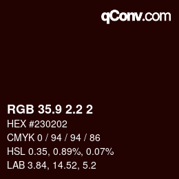 Color code: RGB 35.9 2.2 2 | qconv.com