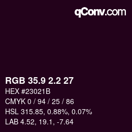 Color code: RGB 35.9 2.2 27 | qconv.com