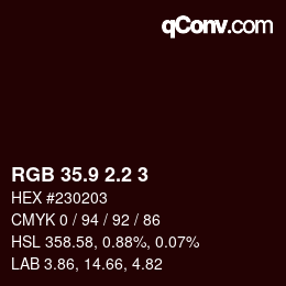 カラーコード: RGB 35.9 2.2 3 | qconv.com