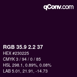 Color code: RGB 35.9 2.2 37 | qconv.com