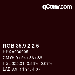 Color code: RGB 35.9 2.2 5 | qconv.com