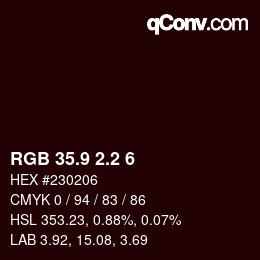 Color code: RGB 35.9 2.2 6 | qconv.com