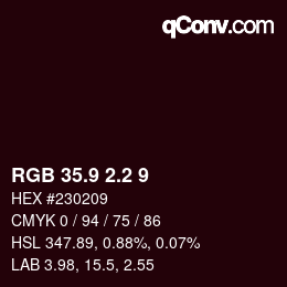 カラーコード: RGB 35.9 2.2 9 | qconv.com