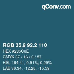 カラーコード: RGB 35.9 92.2 110 | qconv.com
