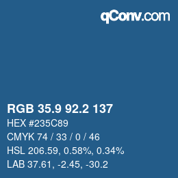 Color code: RGB 35.9 92.2 137 | qconv.com