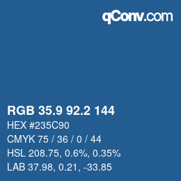 カラーコード: RGB 35.9 92.2 144 | qconv.com