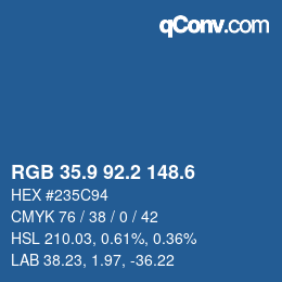 カラーコード: RGB 35.9 92.2 148.6 | qconv.com