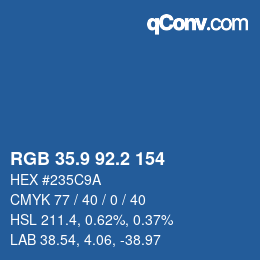 カラーコード: RGB 35.9 92.2 154 | qconv.com