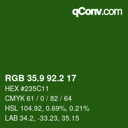 カラーコード: RGB 35.9 92.2 17 | qconv.com