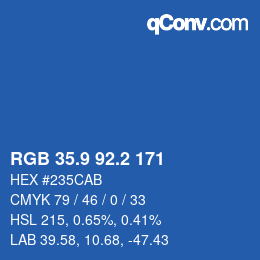 カラーコード: RGB 35.9 92.2 171 | qconv.com