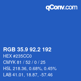 Color code: RGB 35.9 92.2 192 | qconv.com
