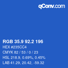 カラーコード: RGB 35.9 92.2 196 | qconv.com
