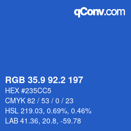 カラーコード: RGB 35.9 92.2 197 | qconv.com