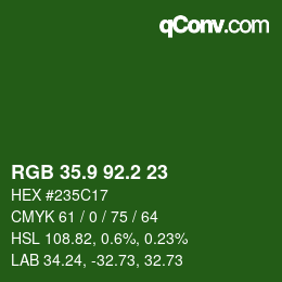 カラーコード: RGB 35.9 92.2 23 | qconv.com