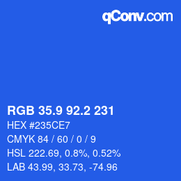 カラーコード: RGB 35.9 92.2 231 | qconv.com