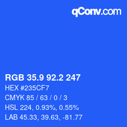 カラーコード: RGB 35.9 92.2 247 | qconv.com