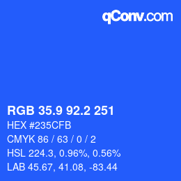 カラーコード: RGB 35.9 92.2 251 | qconv.com