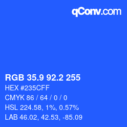 カラーコード: RGB 35.9 92.2 255 | qconv.com