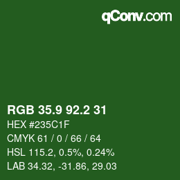 カラーコード: RGB 35.9 92.2 31 | qconv.com