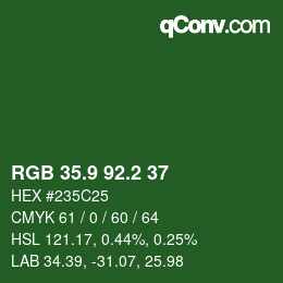 カラーコード: RGB 35.9 92.2 37 | qconv.com