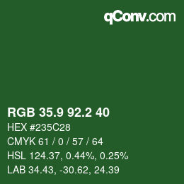 カラーコード: RGB 35.9 92.2 40 | qconv.com