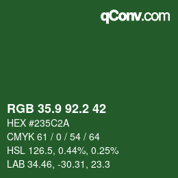 カラーコード: RGB 35.9 92.2 42 | qconv.com