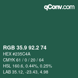 カラーコード: RGB 35.9 92.2 74 | qconv.com