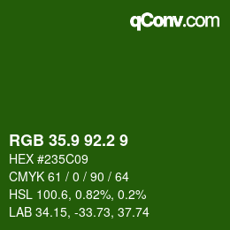 カラーコード: RGB 35.9 92.2 9 | qconv.com