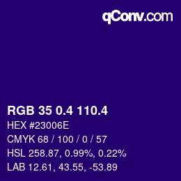 カラーコード: RGB 35 0.4 110.4 | qconv.com